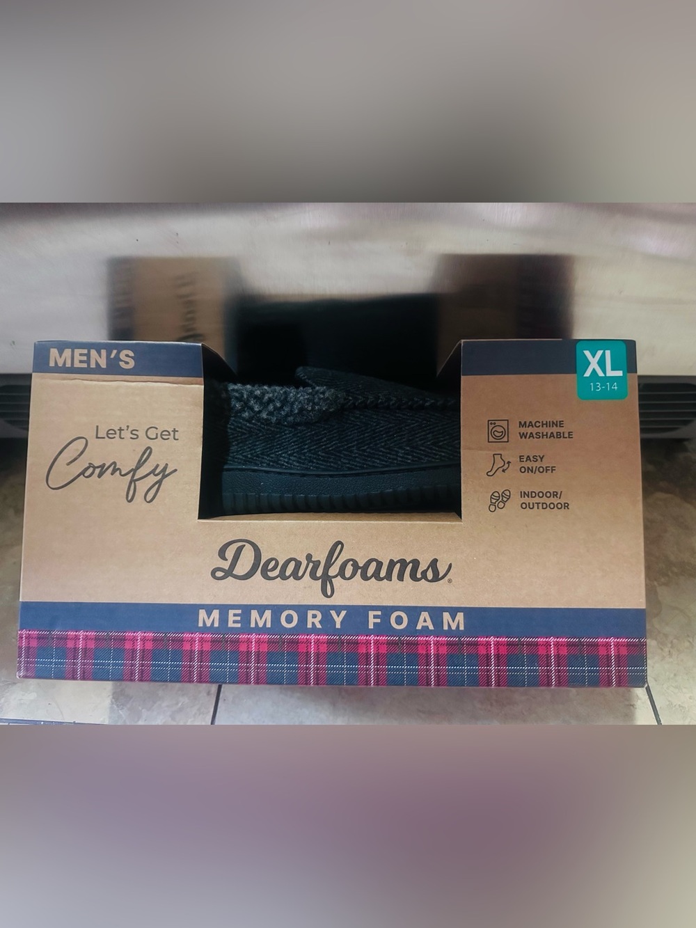 dearfoams✨🖤🩶Men’s Black Slip-On Memory Foam Loafers